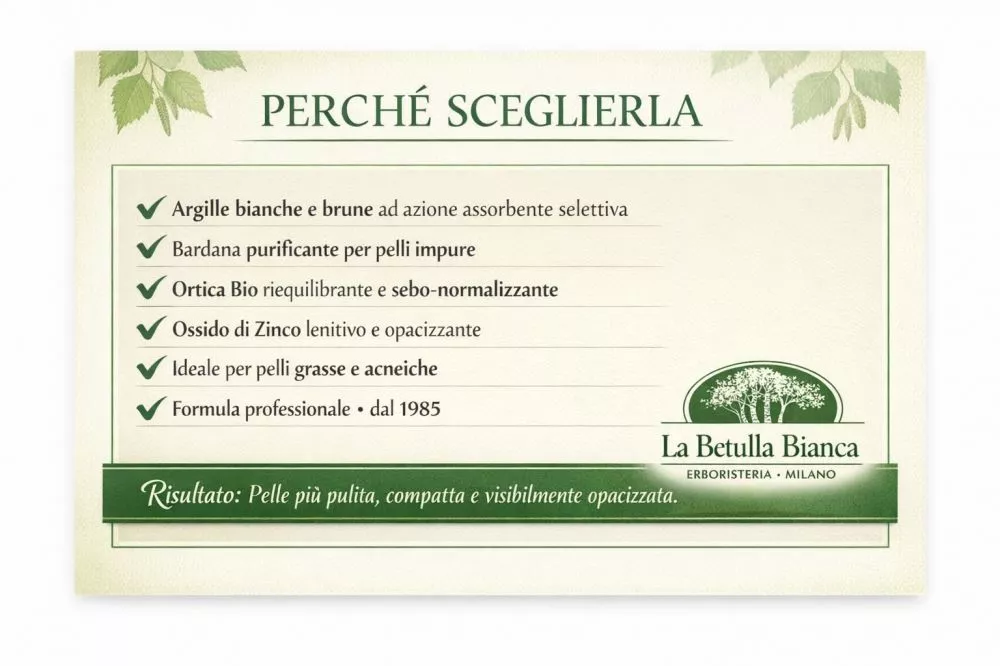 Benefici maschera viso purificante argilla bio Bardana Ortica