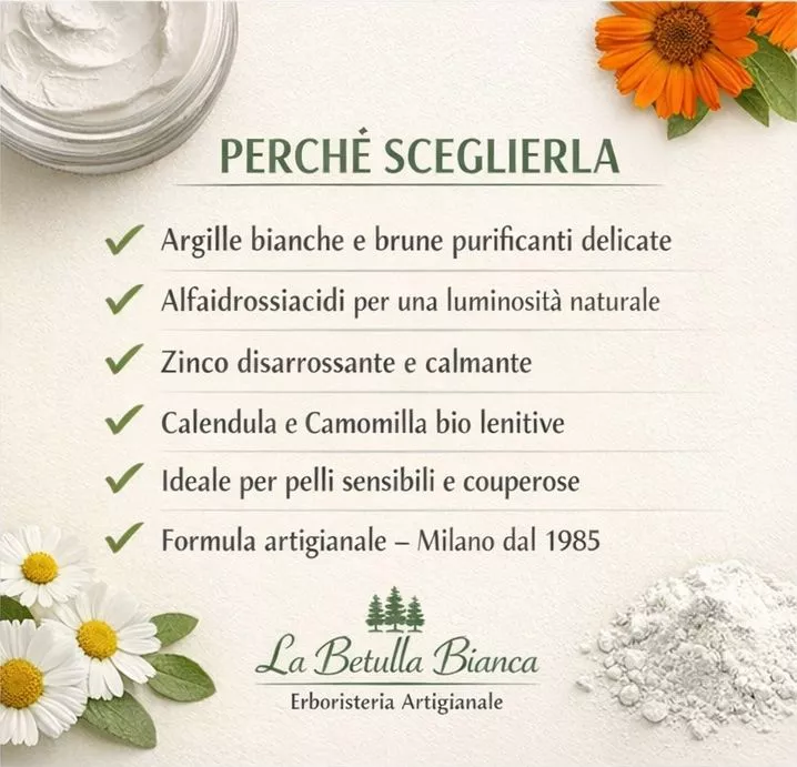 Benefici maschera viso lenitiva bio con zinco calendula e alfaidrossiacidi