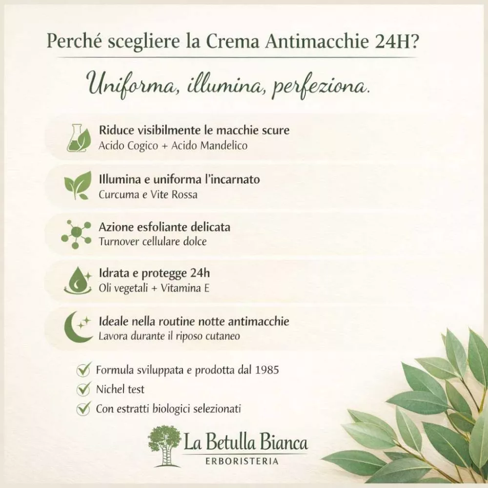 Benefici Crema Viso Antimacchie 24h Acido Cogico Vite Rossa