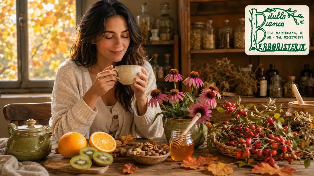Echinacea, rosa canina, agrumi e tisana per le difese immunitarie in autunno