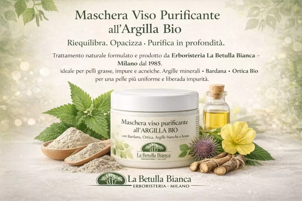 Maschera argilla bio per pelle grassa e acneica
