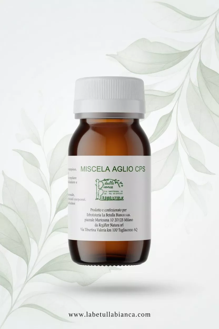 Miscela Aglio capsule con aglio olivo biancospino passiflora e betulla per benessere cardiovascolare pressione e circolazione