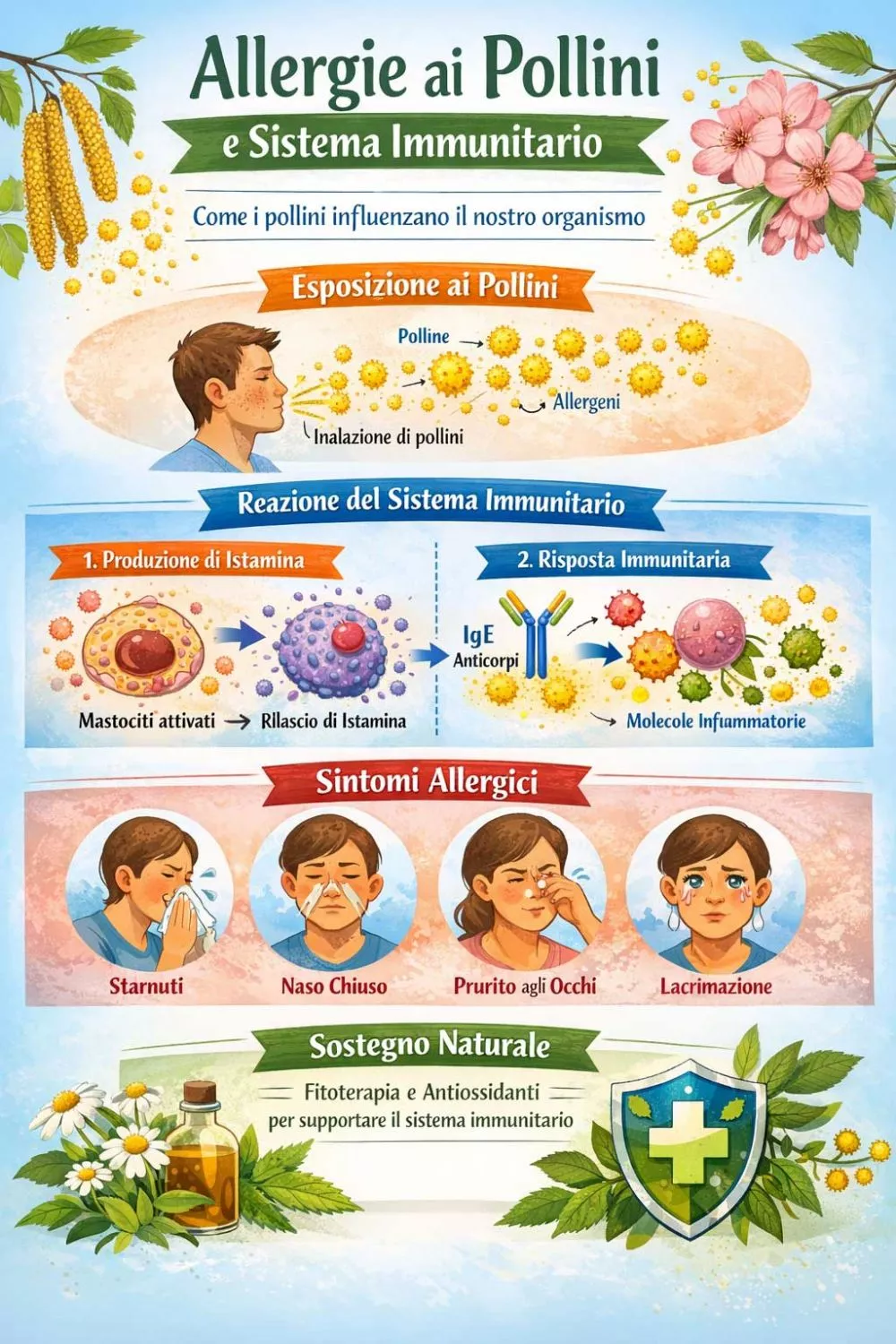 meccanismo allergia pollini istamina sistema immunitario