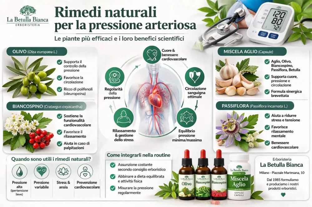 rimedi naturali pressione arteriosa benefici scientifici olivo biancospino aglio sistema cardiovascolare